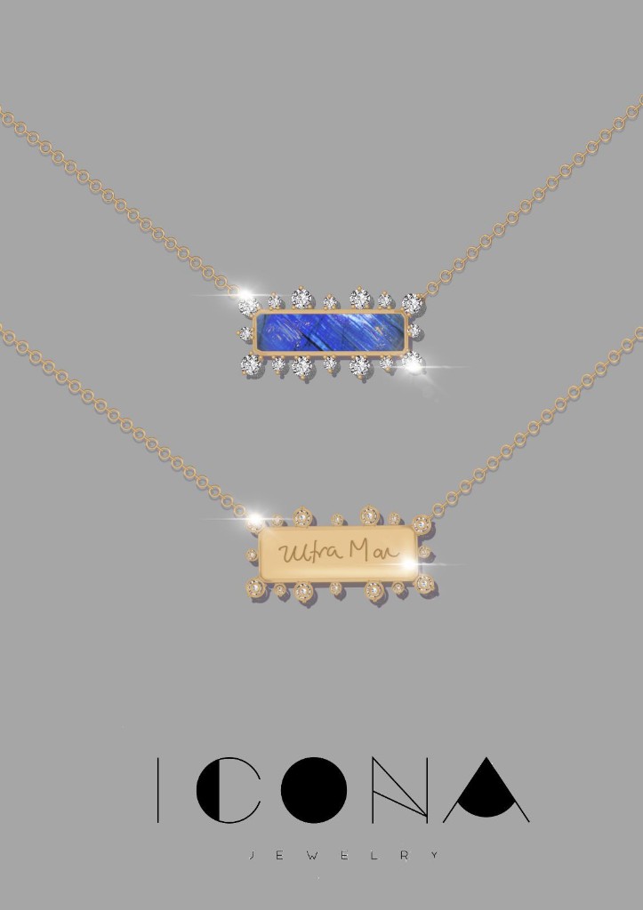 Render del collar Ultramar en lapislázuli y en oro grabado